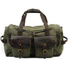 Luggage & Bags - Duffel Weekender Outdoor Canvas And Leather Travel Duffel Bag Army...