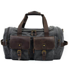 Stylish weekender outdoor duffel bag with leather accents and multiple pockets for convenient travel
