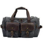 Stylish weekender outdoor duffel bag with leather accents and multiple pockets for convenient travel