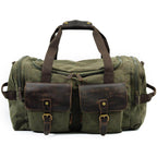 VacationGrabs weekender outdoor duffel bag made from durable canvas with leather accents and multiple pockets