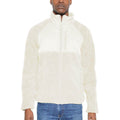 Men's white beige sherpa jacket with a zip front and soft fleece for warmth and comfort