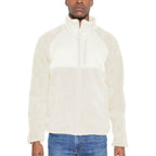 Men's white beige sherpa jacket with a zip front and soft fleece for warmth and comfort
