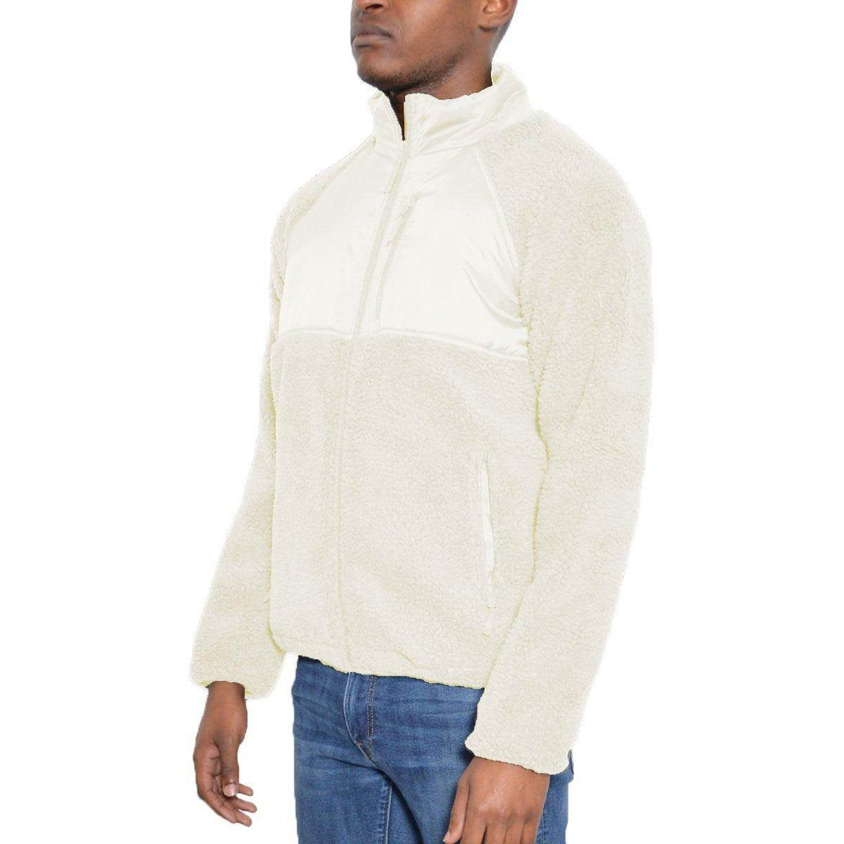Men's white beige sherpa jacket with stylish design and comfortable fit for everyday wear