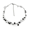 Elegant white metal fashion necklace with black beads for stylish women's jewelry