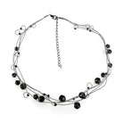 Elegant white metal fashion necklace with black beads for stylish women's jewelry