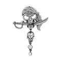 VacationGrabs white metal skull pin jewelry with rhinestones and sword detail for stylish accessories