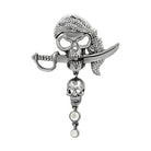 VacationGrabs white metal skull pin jewelry with rhinestones and sword detail for stylish accessories