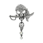 VacationGrabs white metal skull pin jewelry with rhinestones and sword detail for stylish accessories
