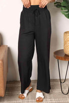 Trendsi Women's Wide Leg Vacation Pants in Black with Comfortable Waistband and Relaxed Fit