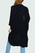 Women's Sweaters - Cardigans Wide Sleeve Long Cardigan Black