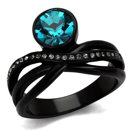Women's Jewelry - Rings Women Black Stainless Steel Synthetic Crystal Rings Blue Zircon