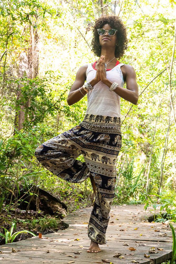 women boho black elephant pants hippie pants for yoga 4