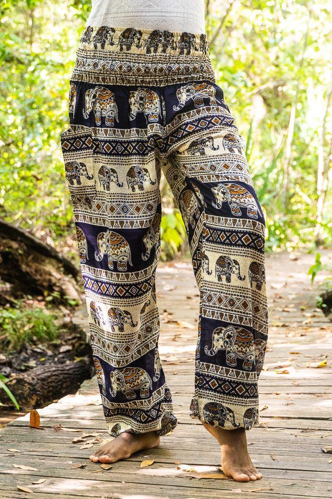 Black Multi Elephant Pants Womens Boho Yoga Pants – VacationGrabs