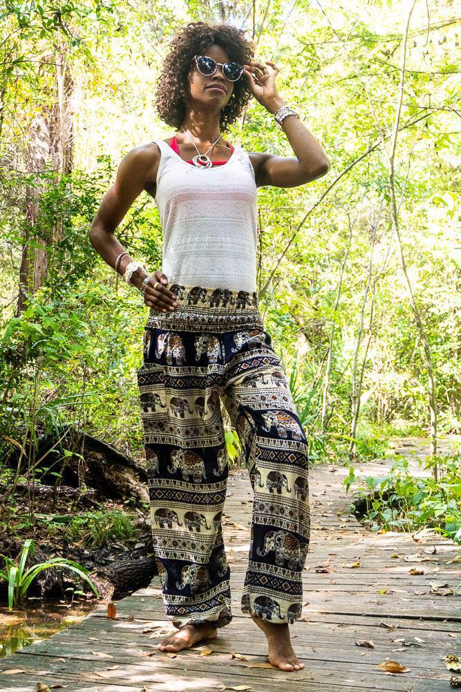 Women Boho Black Elephant Pants Hippie Pants For Yoga