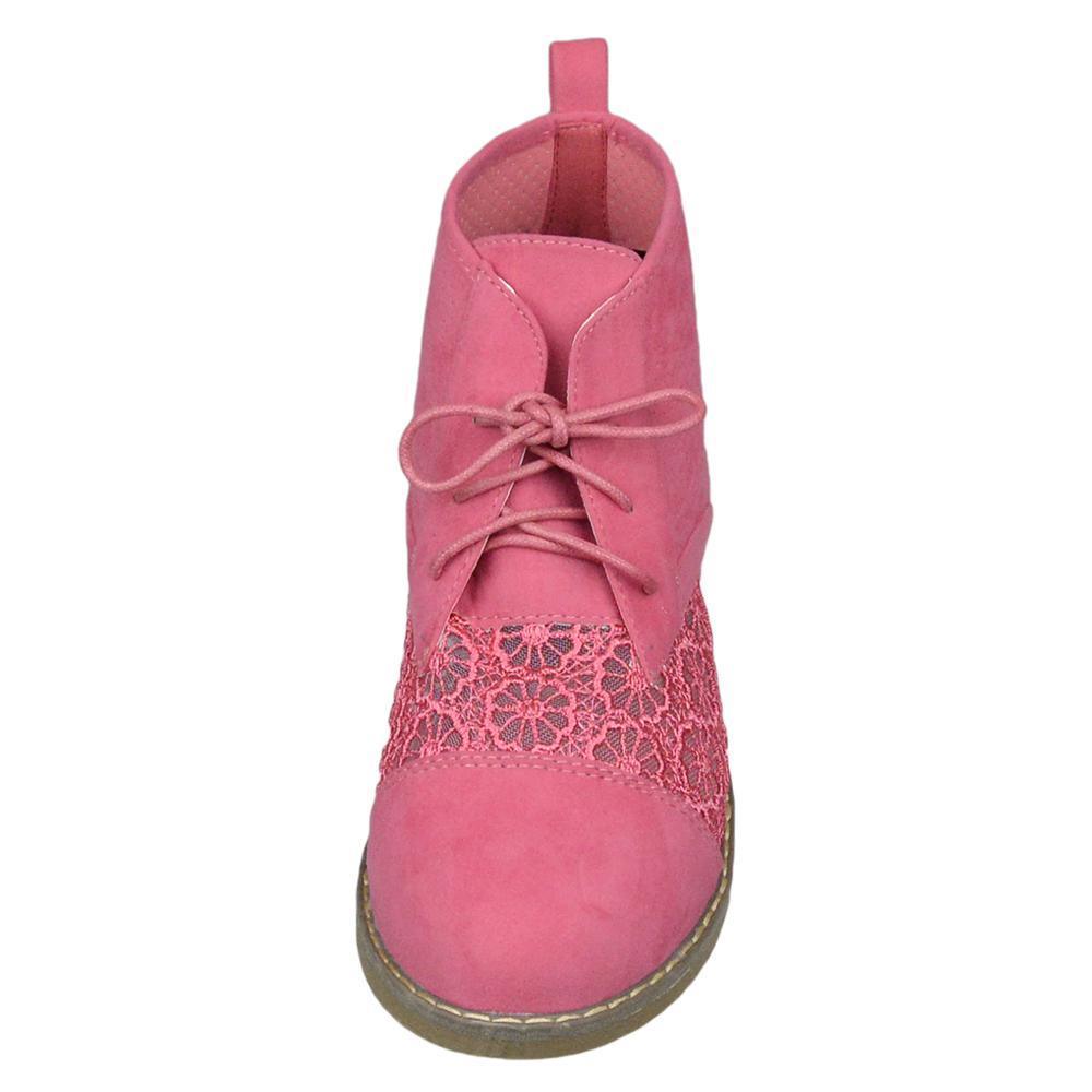 Women's Shoes - Boots Women Embroidered Flower Lace Up Boots Oxford Pink Shoes