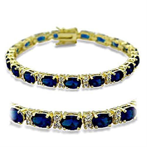 Women's Jewelry - Bracelets Women's Bracelets 415504 - Gold Brass Bracelet with Synthetic Spinel in Sapphire
