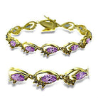 Women's Jewelry - Bracelets Women's Bracelets - 415702 - Gold Brass Bracelet with AAA Grade CZ in Light Amethyst