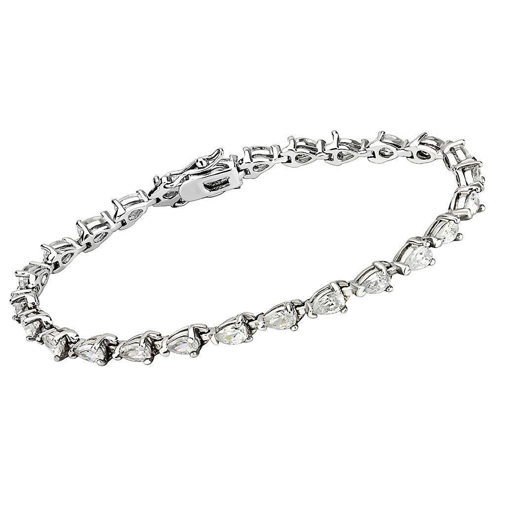 Women's Jewelry - Bracelets Women's Bracelets 415803 - Rhodium Brass Bracelet with AAA Grade CZ in Clear