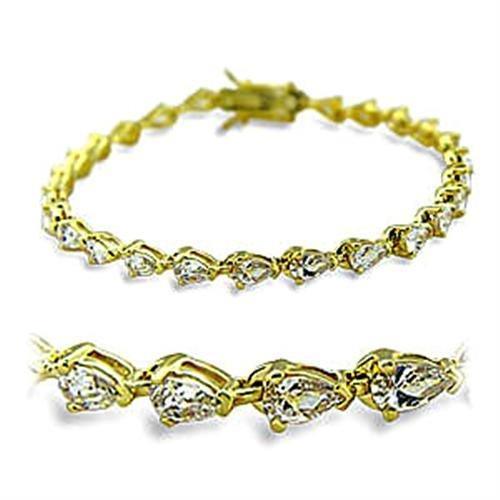 Women's Jewelry - Bracelets Women's Bracelets - 415804 - Gold Brass Bracelet with AAA Grade CZ in Clear