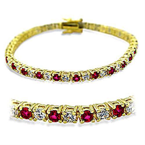 Women's Jewelry - Bracelets Women's Bracelets 415901 - Gold Brass Bracelet with Synthetic Garnet in Ruby