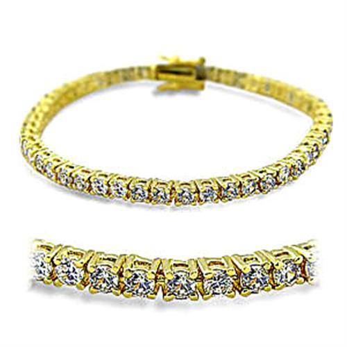 Women's Jewelry - Bracelets Women's Bracelets 415904 - Gold Brass Bracelet with AAA Grade CZ in Clear