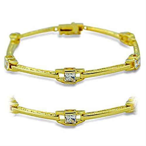 Women's Jewelry - Bracelets Women's Bracelets - 416004 - Gold Brass Bracelet with AAA Grade CZ in Clear