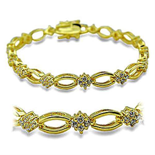 Women's Jewelry - Bracelets Women's Bracelets - 416006 - Gold Brass Bracelet with AAA Grade CZ in Clear