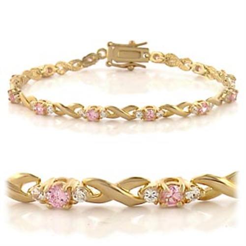 Women's Jewelry - Bracelets Women's Bracelets - 46804 - Gold Brass Bracelet with AAA Grade CZ in Rose
