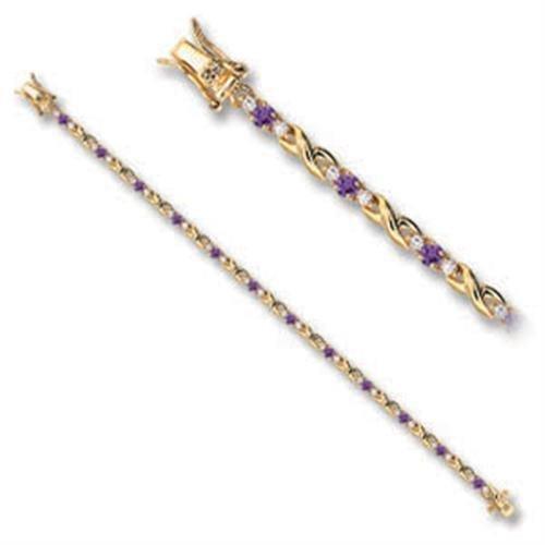 Women's Jewelry - Bracelets Women's Bracelets - 46805 - Gold Brass Bracelet with AAA Grade CZ in Tanzanite