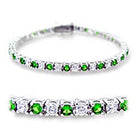 Women's Jewelry - Bracelets Women's Bracelets 46906 - Rhodium Brass Bracelet with Synthetic Spinel in Emerald