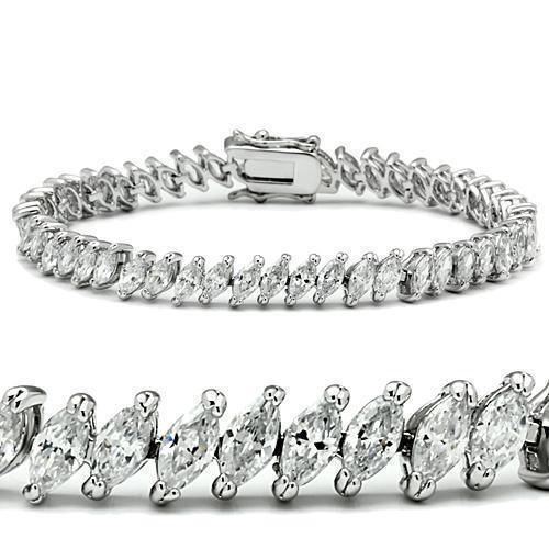 Women's Jewelry - Bracelets Women's Bracelets 47106 - Rhodium Brass Bracelet with AAA Grade CZ in Clear