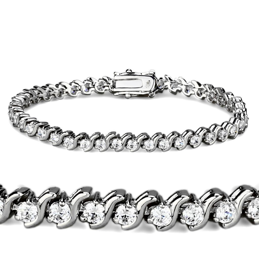 Women's Jewelry - Bracelets Women's Bracelets 47203 - Rhodium Brass Bracelet with AAA Grade CZ in Clear