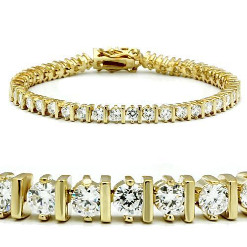Women's Jewelry - Bracelets Women's Bracelets 47205 - Gold Brass Bracelet with AAA Grade CZ in Clear