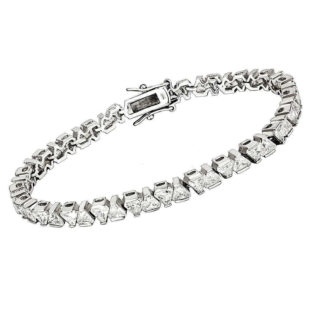 Women's Jewelry - Bracelets Women's Bracelets 47302 - Rhodium Brass Bracelet with AAA Grade CZ in Clear