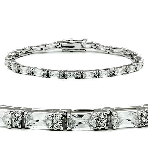 Women's Jewelry - Bracelets Women's Bracelets 47401 - Rhodium Brass Bracelet with AAA Grade CZ in Clear