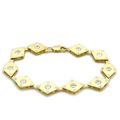 Women's Jewelry - Bracelets Women's Bracelets - LO2007 - Matte Gold & Gold Brass Bracelet with AAA Grade CZ in Clear