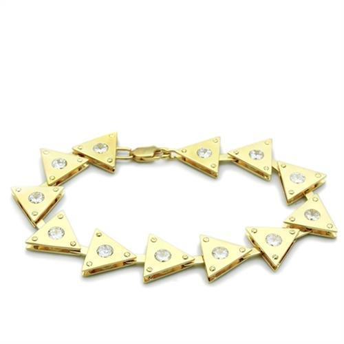 Women's Jewelry - Bracelets Women's Bracelets - LO2012 - Matte Gold & Gold Brass Bracelet with AAA Grade CZ in Clear