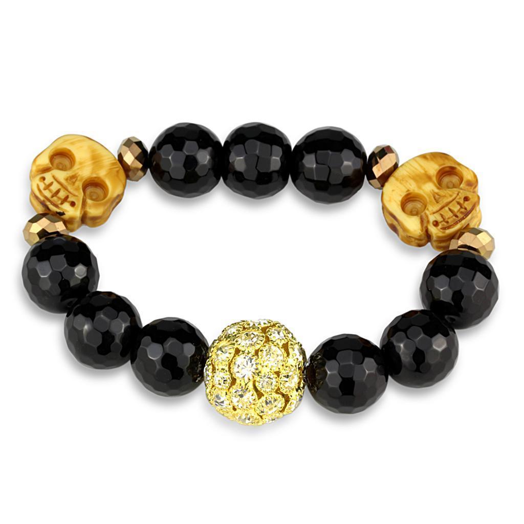 Women's Jewelry - Bracelets Women's Bracelets - LO3776 - Gold Brass Bracelet with Synthetic Onyx in Jet