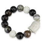 Women's Jewelry - Bracelets Women's Bracelets - LO3778 - Rhodium Brass Bracelet with Synthetic Onyx in Multi Color