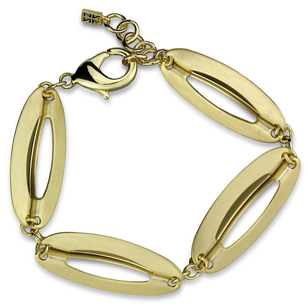 Women's Jewelry - Bracelets Women's Bracelets - LO3941 - Gold & Brush Brass Bracelet with No Stone