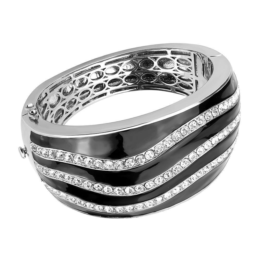 Women's Jewelry - Bracelets Women's Bracelets - LO4278 - Rhodium Brass Bangle with Top Grade Crystal in Clear