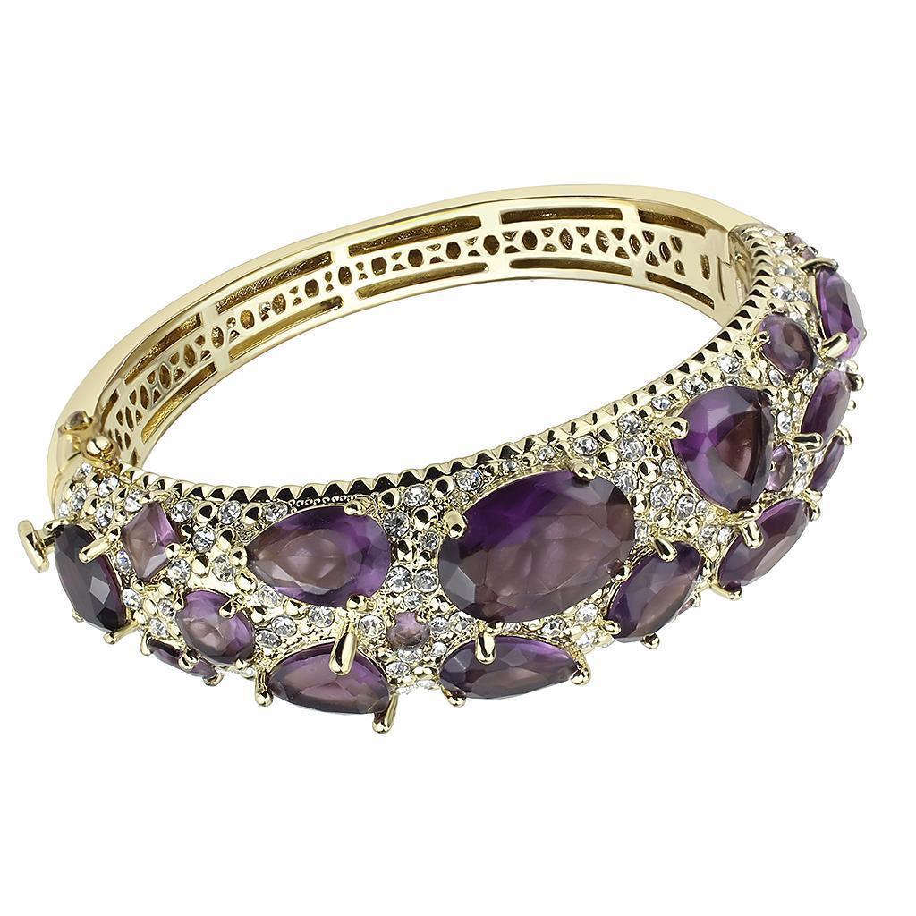 Women's Jewelry - Bracelets Women's Bracelets - LO4281 - Gold Brass Bangle with Synthetic in Amethyst