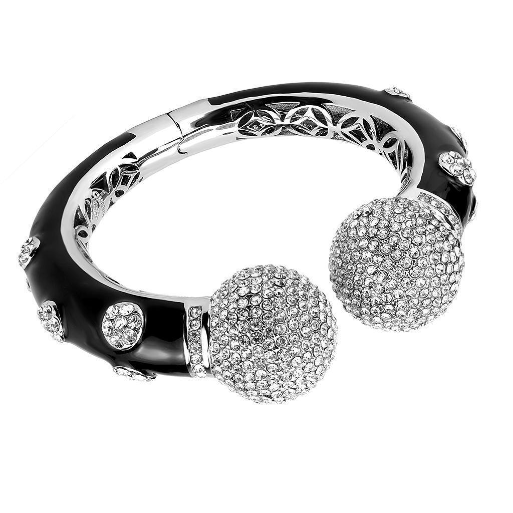 Women's Jewelry - Bracelets Women's Bracelets - LO4282 - Rhodium Brass Bangle with Top Grade Crystal in Clear