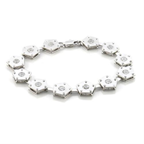 Women's Jewelry - Bracelets Women's Bracelets - LO584 - Matte Rhodium & Rhodium Brass Bracelet with AAA Grade CZ in Clear