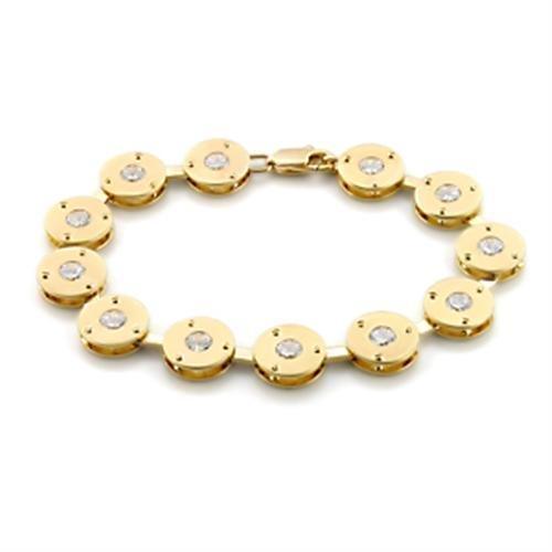 Women's Jewelry - Bracelets Women's Bracelets - LO591 - Matte Gold & Gold Brass Bracelet with AAA Grade CZ in Clear