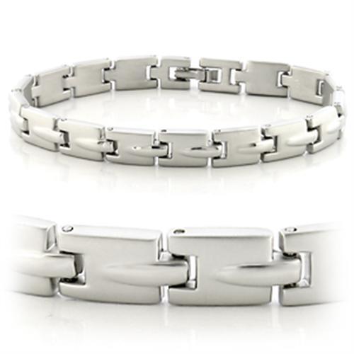 Women's Jewelry - Bracelets Women's Bracelets - LO606 - Matte Rhodium & Rhodium White Metal Bracelet with No Stone