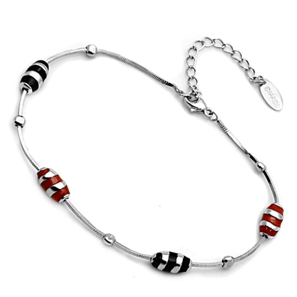 Women's Jewelry - Bracelets Women's Bracelets - LOS715 - Rhodium 925 Sterling Silver Bracelet with Epoxy in Multi Color