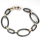Women's Jewelry - Bracelets Women's Bracelets Style No. 3W1005 - IP Rose Gold(Ion Plating) Stainless Steel Bracelet with Ceramic in Jet