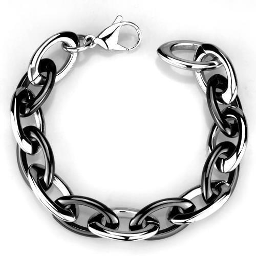 Women's Jewelry - Bracelets Women's Bracelets Style No. 3W1009 - High polished (no plating) Stainless Steel Bracelet with Ceramic in Jet