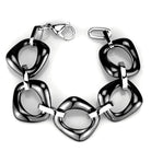 Women's Jewelry - Bracelets Women's Bracelets Style No. 3W1013 - High polished (no plating) Stainless Steel Bracelet with Ceramic in Jet